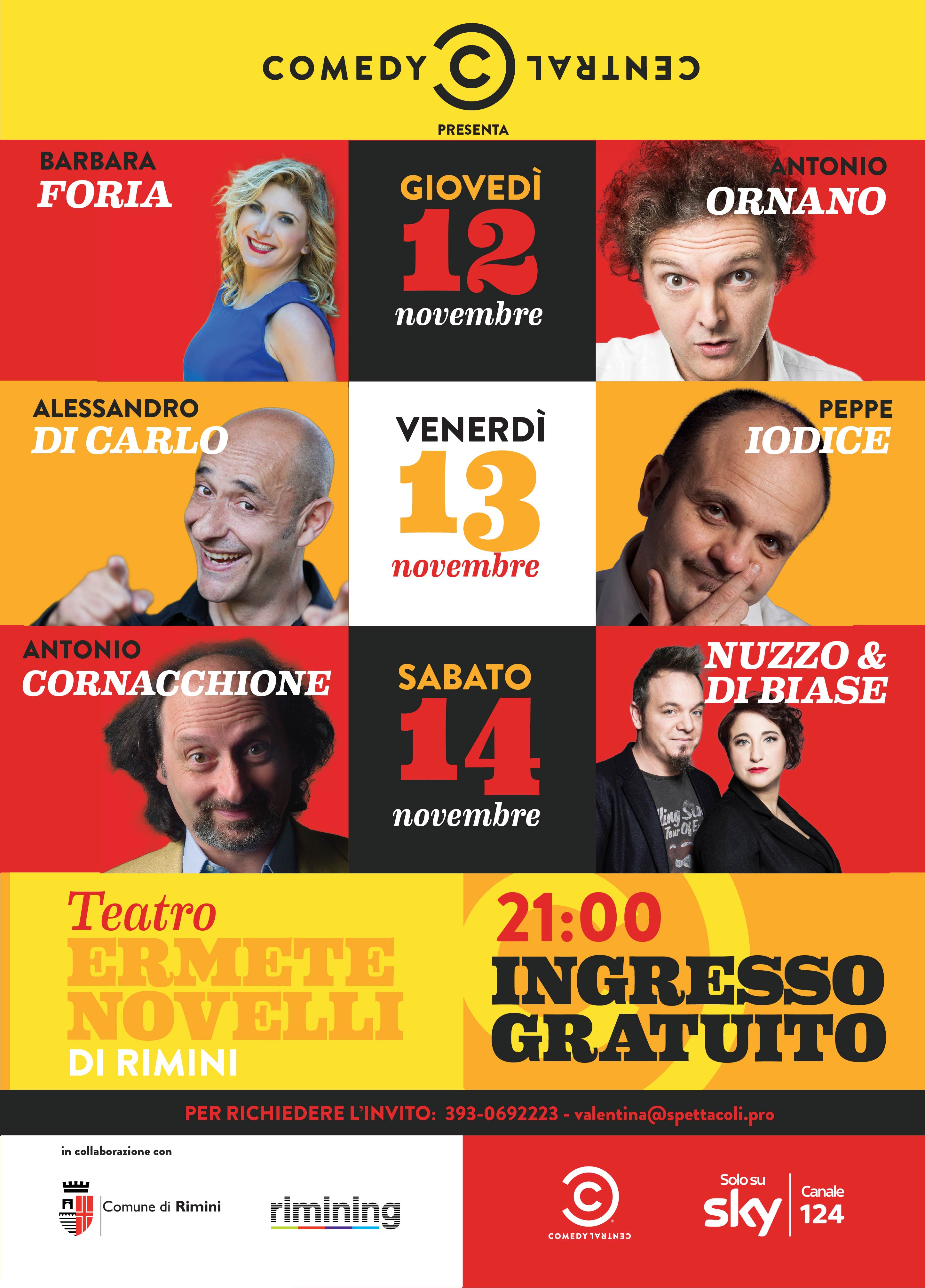 “Comici al Teatro Novelli – tre serate a ingresso gratuito su invito”